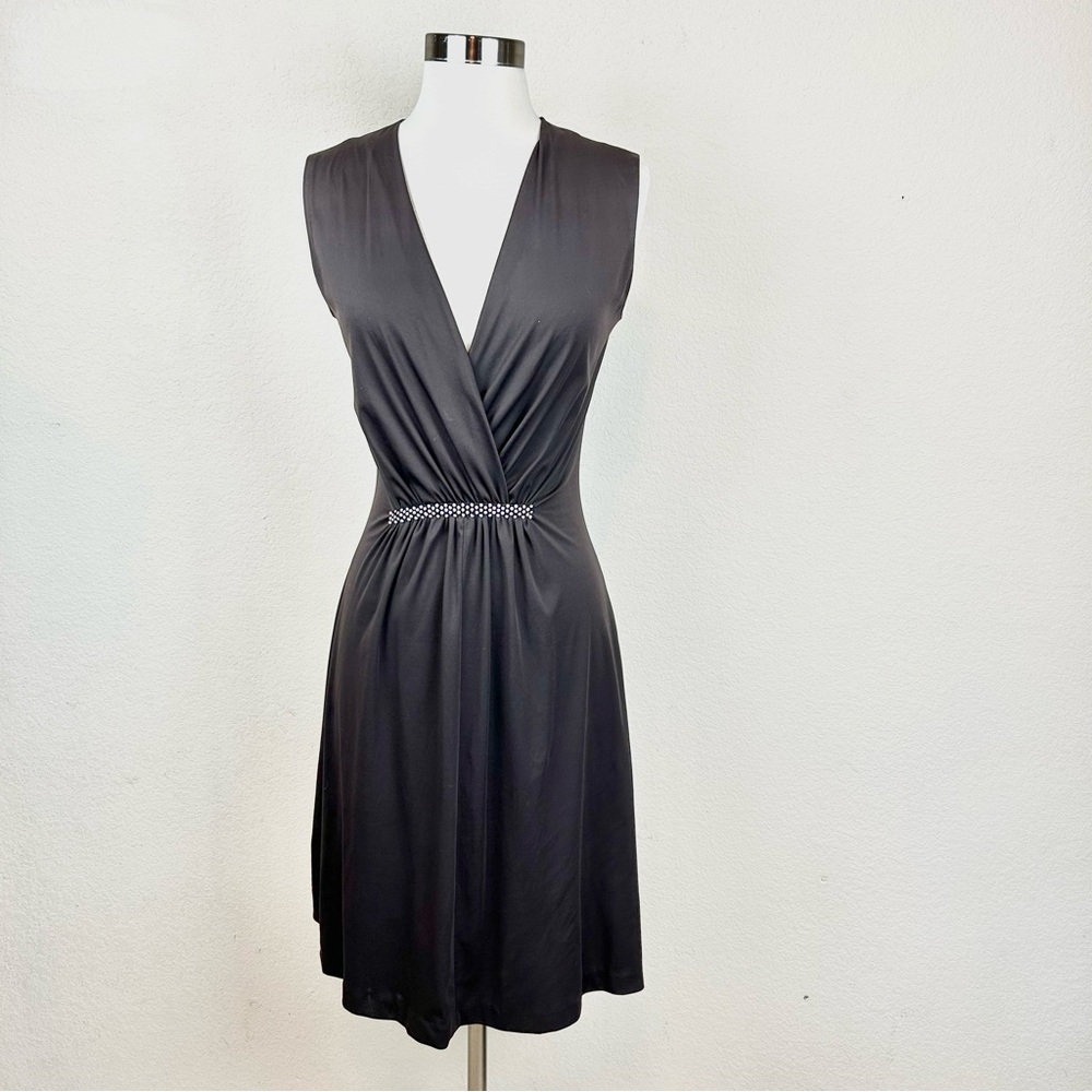 Anna Molinari Rhinestone Detail Dark Brown 
V-Neck Dress